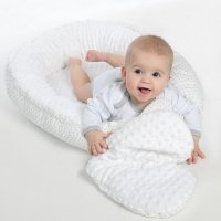 Set 3 piese New Baby Luxury Baby Nest cu paturica si pernuta in forma de inima Minky Heart White - 7