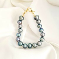 Bratara din Perle Rotunde Peacock - Argint 925 cu Placaj de Aur Galben 18K - 1