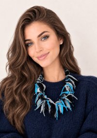 Colier handmade din piele naturala, multicolor si unic - 1