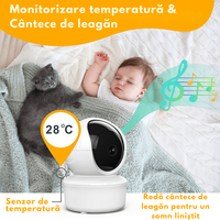 Baby Monitor WiFi 2in1 cu Aplicatie telefon, Camera Audio-Video Multi View, VisionHub®, Ecran UltraHD 1080P de 5inch - 12