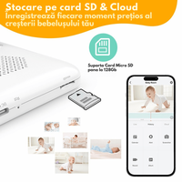 Baby Monitor WiFi 2in1 cu Aplicatie telefon, Camera Audio-Video Multi View, VisionHub®, Ecran UltraHD 1080P de 5inch - 3