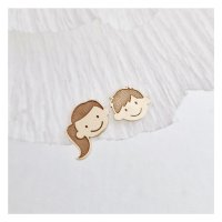 Cercei Personalizati pentru Familie - Fata si Baiat - Aur Galben 14K - 1