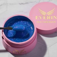Gel Profesional Autonivelant Everin New Obsession Mix and Shine 50gr - Albastru Holografic - 1