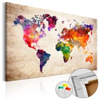 Tablou din plută - Colourful Universe [Cork Map] 90x60 cm - 1