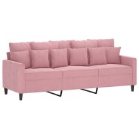 Set canapele roz din catifea, 4 piese, cu perne incluse - 3