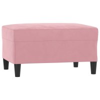 Set canapele roz din catifea, 4 piese, cu perne incluse - 6