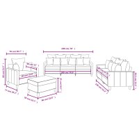 Set canapele roz din catifea, 4 piese, cu perne incluse - 10