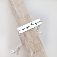 Bratara personalizata - Placuta cu bataia inimii si alergator - Argint 925 - bratara barbati cu lant - 1