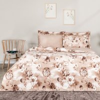 Lenjerie Vesta Bej din Satin Deluxe pentru 2 Persoane - 1