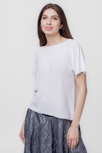 Bluza versatila cu maneca scurta, alba - 1