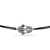 Bratara Kabbalah Mana Fatima - Snur Negru din Argint 925 - 1