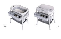 Set de baie 2 in 1 pentru copii, Little Mom, cu masuta de infasat, Salteluta cu masuratoare integrata, cadita cu termometru digital incorporat, dimensiune 54 x 83 x 93 cm, Grey - 2