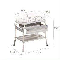 Set de baie 2 in 1 pentru copii, Little Mom, cu masuta de infasat, Salteluta cu masuratoare integrata, cadita cu termometru digital incorporat, dimensiune 54 x 83 x 93 cm, Grey - 8
