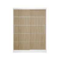 Dulap RODOS 03, usi glisante, corp alb + usi sonoma, 150x60x200 cm - 1