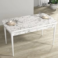 Masa de bucatarie extensibila dining, alb marmurat, 170 x 80 cm - 1