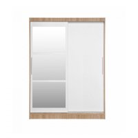 Dulap RODOS 02, cu usi glisante si oglinda, corp sonoma + usi alb, 150x60x200 cm - 1