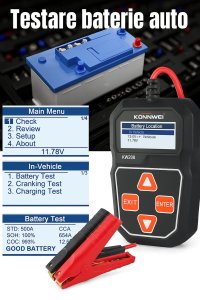 Tester Baterie Alternator Auto KONNWEI KW208, 12V, Test Incarcare, Pornire, Cranking, AGM, GEL, LiFePO4, afisaj LCD - 11