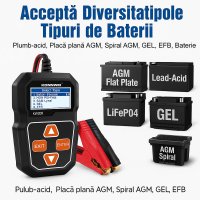 Tester Baterie Alternator Auto KONNWEI KW208, 12V, Test Incarcare, Pornire, Cranking, AGM, GEL, LiFePO4, afisaj LCD - 5