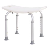Scaun de Dus Antiderapant HOMCOM, Reglabil pe Inaltime, 50x50.6x39.5-56.5 cm, Alb | Aosom Romania - 1