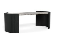 Masuta de cafea Zafra din marmura gri si lemn masiv de mango, 125x60x42 cm - 1