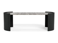 Masuta de cafea Zafra din marmura gri si lemn masiv de mango, 125x60x42 cm - 2