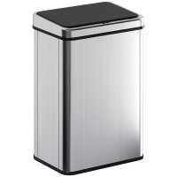 HOMCOM Cos de gunoi automat cu senzor, 40 L, otel inoxidabil anti-amprente, inchidere lenta, argintiu - 1