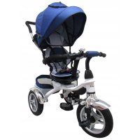 Tricicleta pentru copii R-Sport T3 Jeans 3 in 1 cu pedale, roti gonflabile, control al directiei, scaun reversibil, rotire 360 grade, frana si centura de siguranta - 1