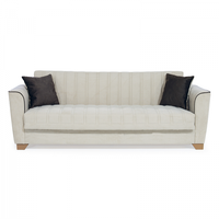 Canapea extensibila QUEEN, 3 locuri, crem, cu arcuri si lada de depozitare, dimensiuni 218x70x80 cm - 1