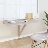 Masa de perete plianta gri beton 100x60x56 cm din lemn compozit - 2