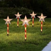 Set Decoratiuni Luminoase Craciun - 5 Acadele cu Panou Solar pentru Exterior, 40 cm - 1