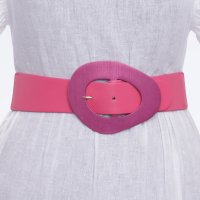 Curea fucsia din piele ecologica cu catarama metalica si elastic - 1