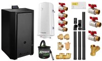 Pachet centrala pe peleti Fornello EVA B Black 25 kW cu boiler 100 l, Wi-Fi si kituri de montaj - 1