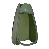 Cort de Dus Pop Up Outsunny Impermeabil cu Fermoar, 100x100x185 cm, Verde | Aosom Romania - 1