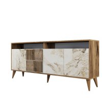 Comoda MILAN din nuc si alb, dimensiuni 180x35x78 cm - 1