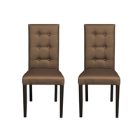 Set 2 scaune living TEO LUX, picioare lemn wenge, piele ecologica cappuccino, 46x60x98 cm - 1