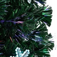 Brad artificial, cu fibra optica si fulgi de zapada, 180 cm, lumineaza multicolor - 1