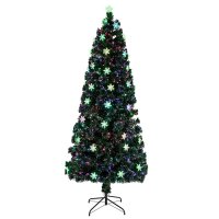 Brad artificial, cu fibra optica si fulgi de zapada, 180 cm, lumineaza multicolor - 3