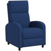 HOMCOM Fotoliu Reclinabil Manual cu Suport pentru Picioare 160° - Albastru, Ergonomic si Tapițat - 1