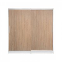 Dulap CORFU 01, usi glisante, corp alb + usi sonoma, 200x60x200 cm - 1