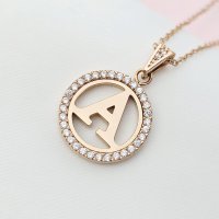 Lantisor Initiala A - Cristale Zirconia - Otel Inoxidabil 316L - 1
