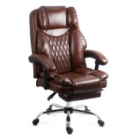 Scaun de birou OFF 340 maro din piele ecologica cu suport pentru picioare - 1