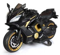 Motocicleta electrica copii Kinderauto R9, putere 150W, 24V, roti moi, scaun tapitat, negru - 1