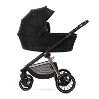 Carucior 2 in 1 pentru copii Lorelli Bianca Black, cadru din aluminiu, suspensii, cos landou individual cu maner de transport, geanta, greutate suportata 22 kg - 3
