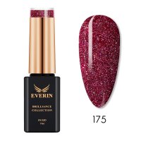 Everin Brilliance 175 - Oja semipermanenta rosu rubiniu cu glitter, 7 ml - 1
