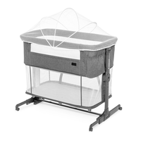 Patut multifunctional co-sleeper si tarc de joaca Kidnort Snackskal Grey, cu leganare si intrare laterala, 8.7 kg - 7