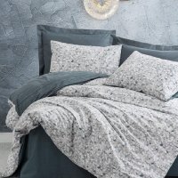 Lenjerie 1 Persoana Molly Antracit cu elastic 100x200 (Bumbac 100%) - 1