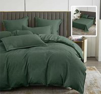 Lenjerie de pat Baroque Natur Uni, 6 piese, cu cearsaf, verde - 1