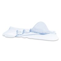 Prosop cu gluga, MimiNu, Mare, Cu volanas, Dimensiune 100x100 cm, Din bumbac si thermo fleece, Materiale certificate Oeko Tex Standard 100, Colectia Royal, Blue - 1