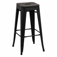 Scaun de bar ABS 124 gri cu suport pentru picioare din lemn - 1