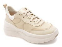 Pantofi sport GEOX D651FB bej din material textil si piele naturala pentru femei - 1
